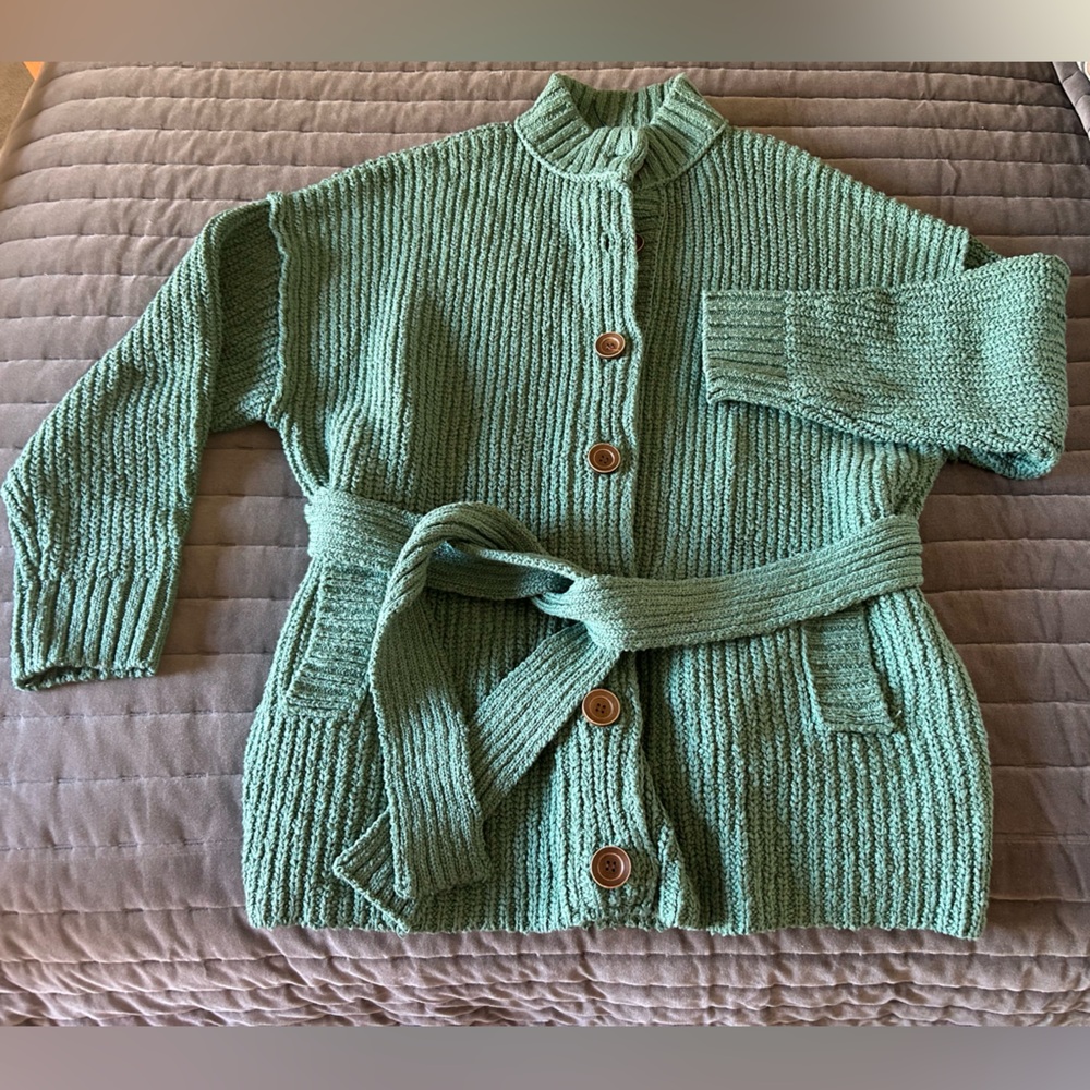 Women's Green Button-Up Sweater